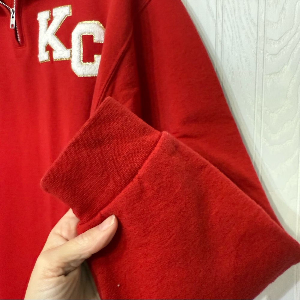 Jerzees KC Chiefs 1/4 zip sweatshirt sweater size large patch - Picture 5 of 8